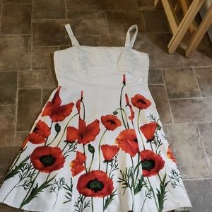 Womens Red Flowers Dress